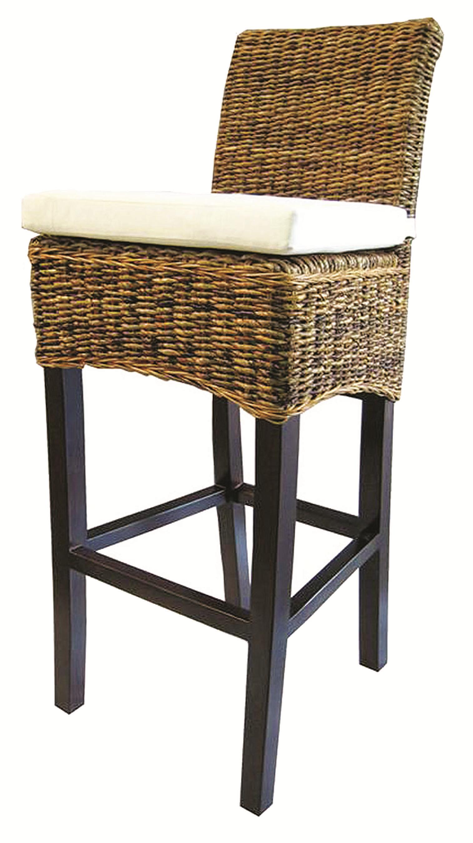 Interior Style Grass Roots Woven Banana Leaf Barstool w/ Canvas Cushion